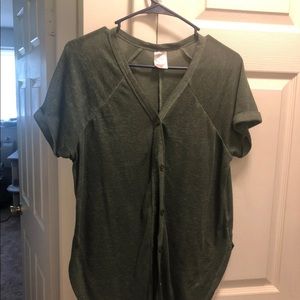 Olive green short sleeve button up